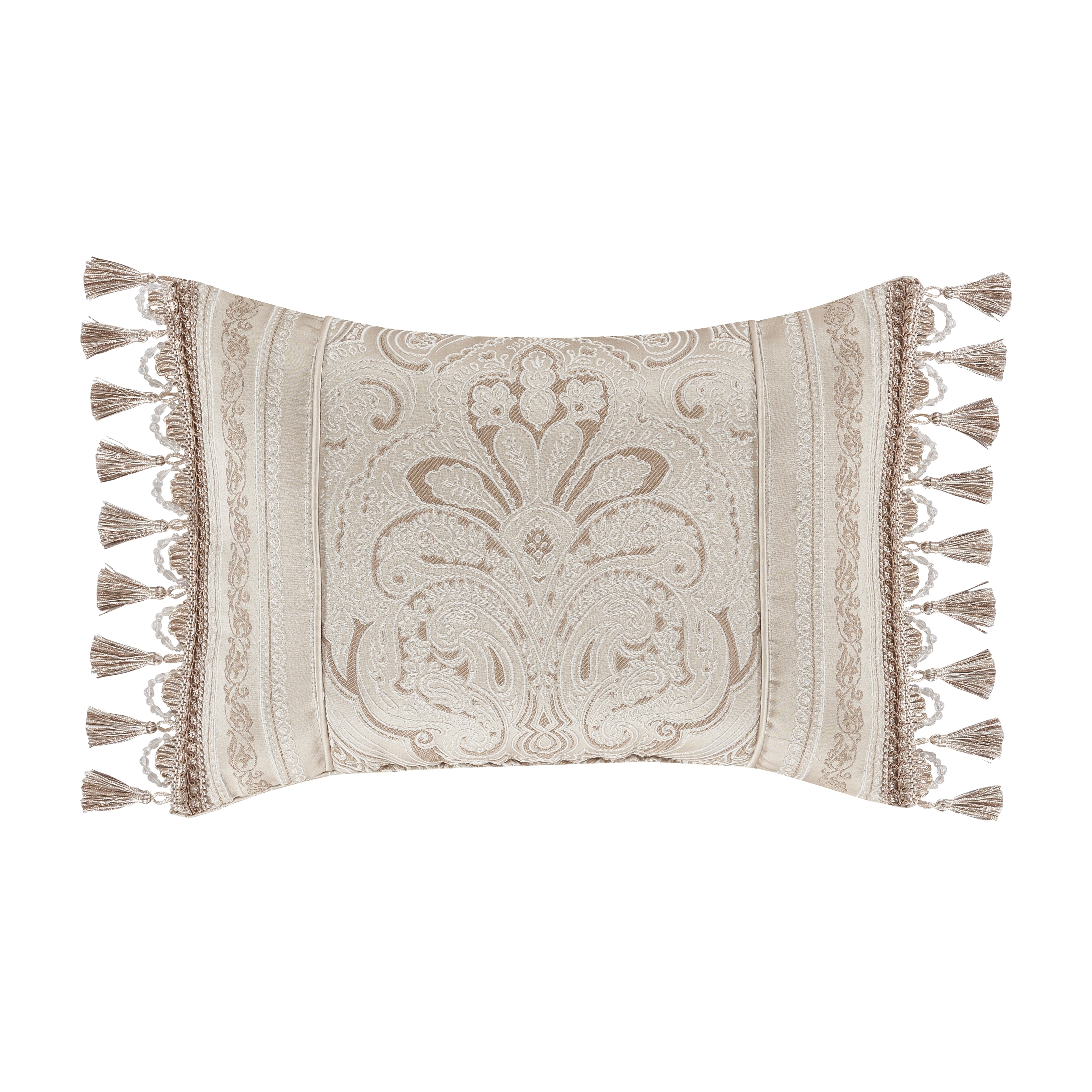 Trinity Boho Tufted Tassels Chenille Decorative Throw Pillow Covers, Beige, 18 x 18 Inches