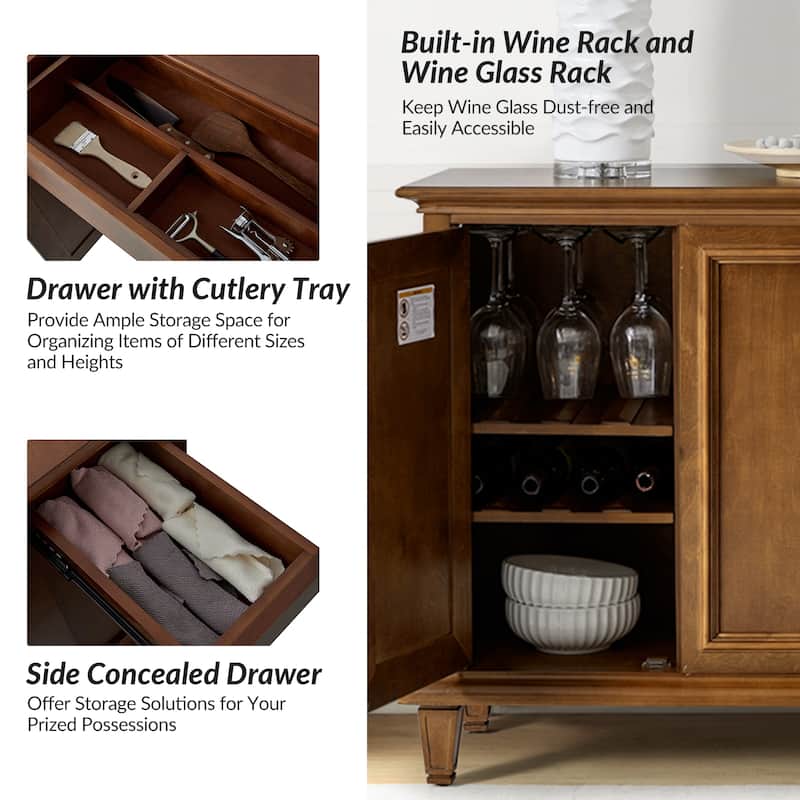 Erwin Traditional 58" Wide Sideboard with Wine Bottle Storage by HULALA HOME