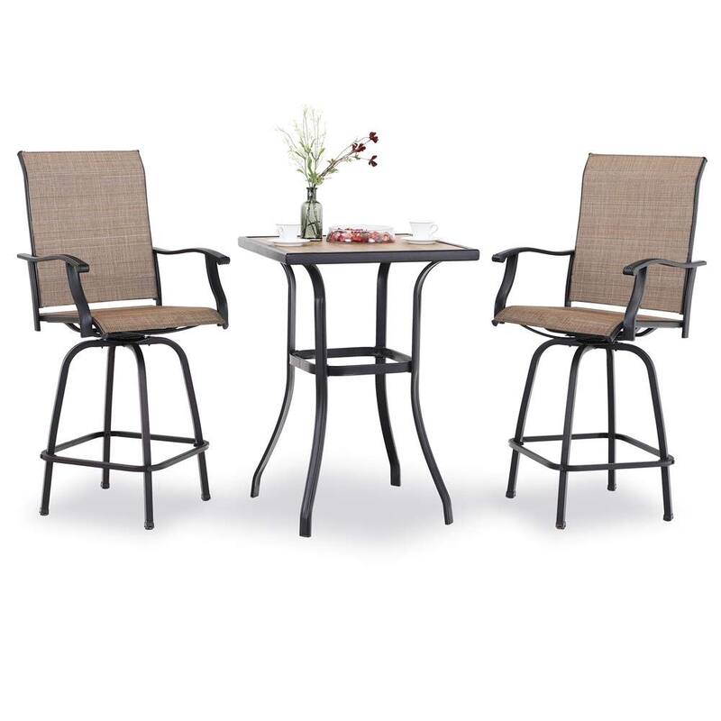 MAISON ARTS 3-piece Outdoor Swivel Bar Stool and Table Bistro Set