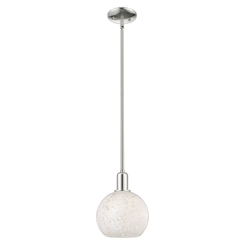 Innovations Lighting Endless Possibilities Arcadia - White Mouchette - 1 Light 8" Stem Hung Mini Pendant - Polished Nickel