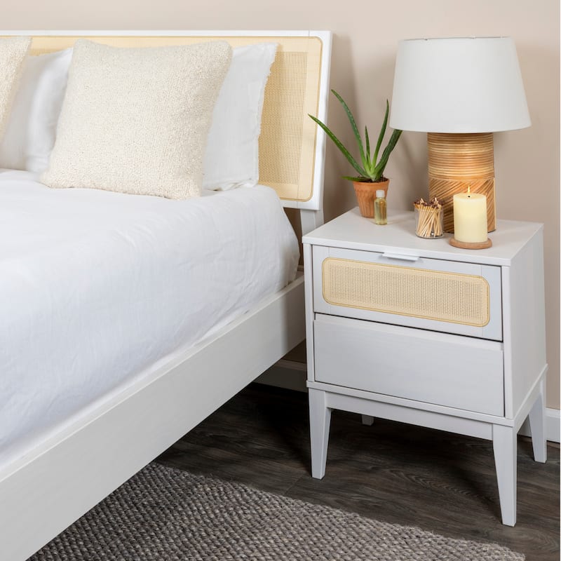 Crawford Wood 2-Drawer Bed Side Table