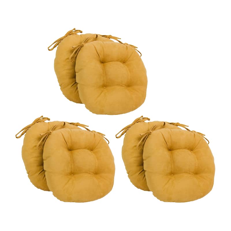 16-inch Round Indoor Microsuede Chair Cushions (Set of 2, 4, or 6) - Set of 6 - Lemon