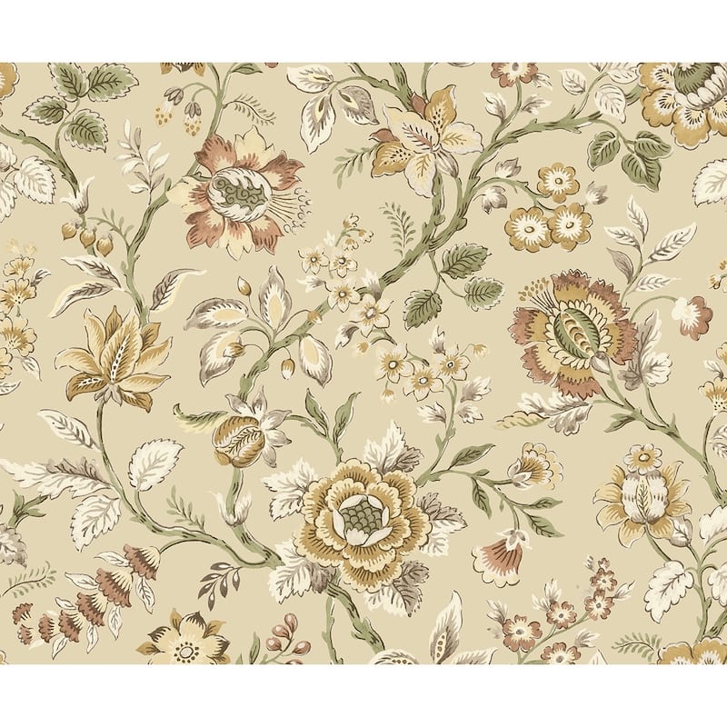 Stacy Garcia Home Jacobean Floral Trail Peel and Stick Wallpaper - 20.5 in W x 10 ft. L - Latte