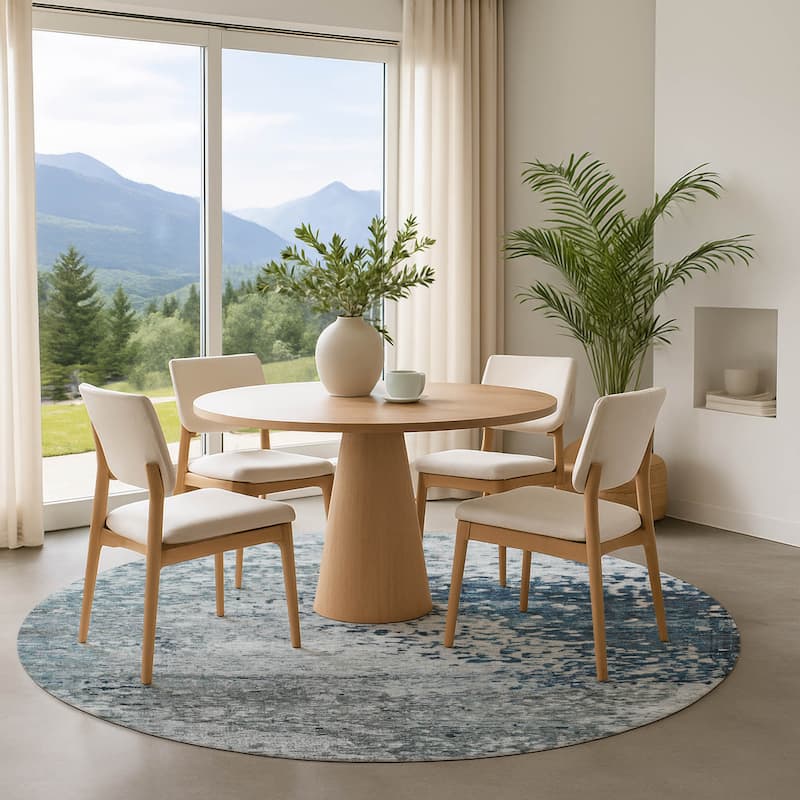 Premium Washable Super Soft Abstract Solid Mayfield Rug - Denim - 8' x 8'