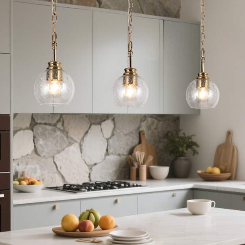 Iain Modern Contemporary 1-Light Black Gold Pendant Light Globe Glass Kitchen Island Lights