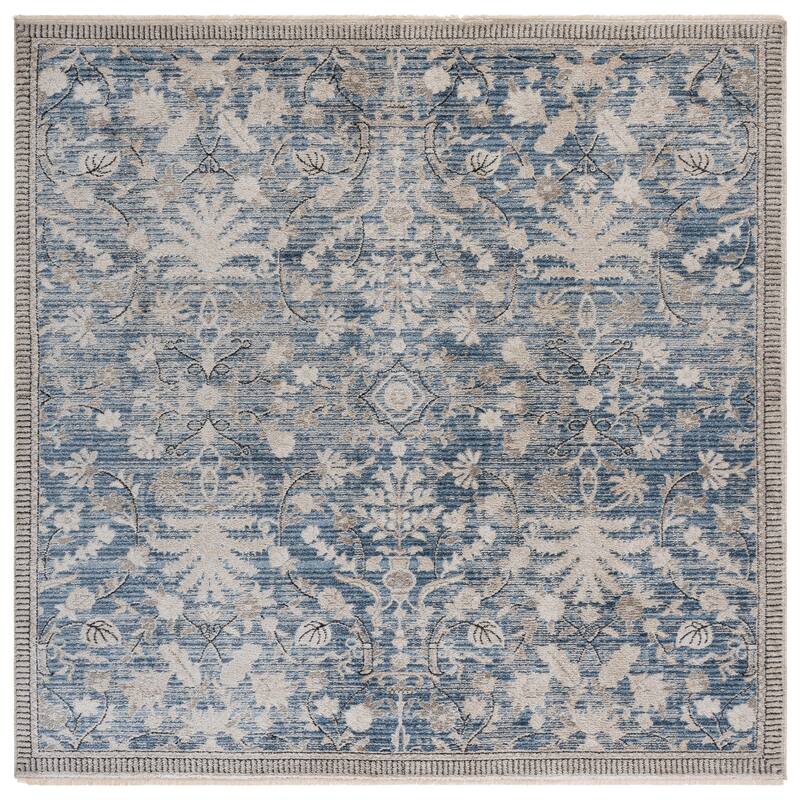 SAFAVIEH Grove Mall Floral Rug - 6'7" Square - Blue/Ivory