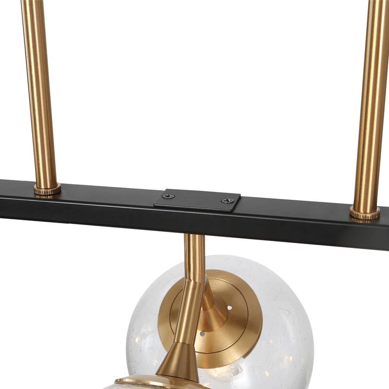 Modern Glam 6-Light Linear Chandeliers Orb Kitchen Island Lights with Globe Glass Shade - L 28.5" x W 11.5" x H 72.5"