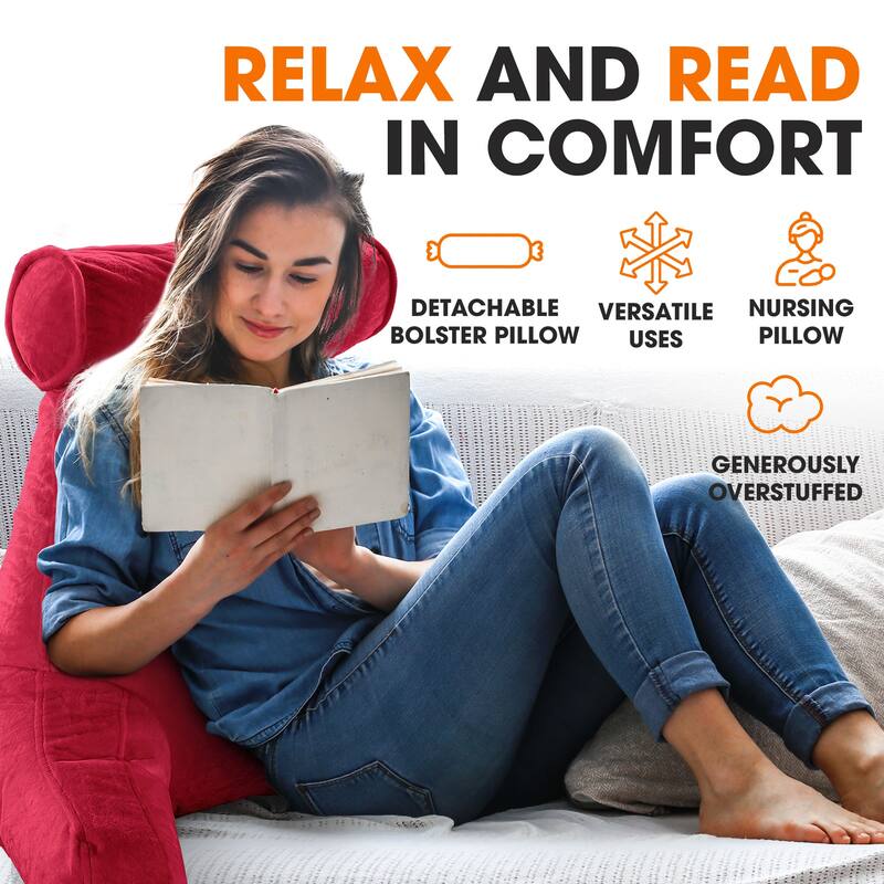 Cheer Collection Extra Large TV Pillow With Detachable Bolster