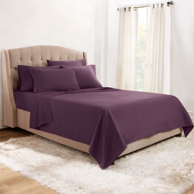 Empyrean Hotel Luxury 6 Piece Sheet Set - Super Soft Bedding Sheets & Pillowcases - Full - Purple Eggplant