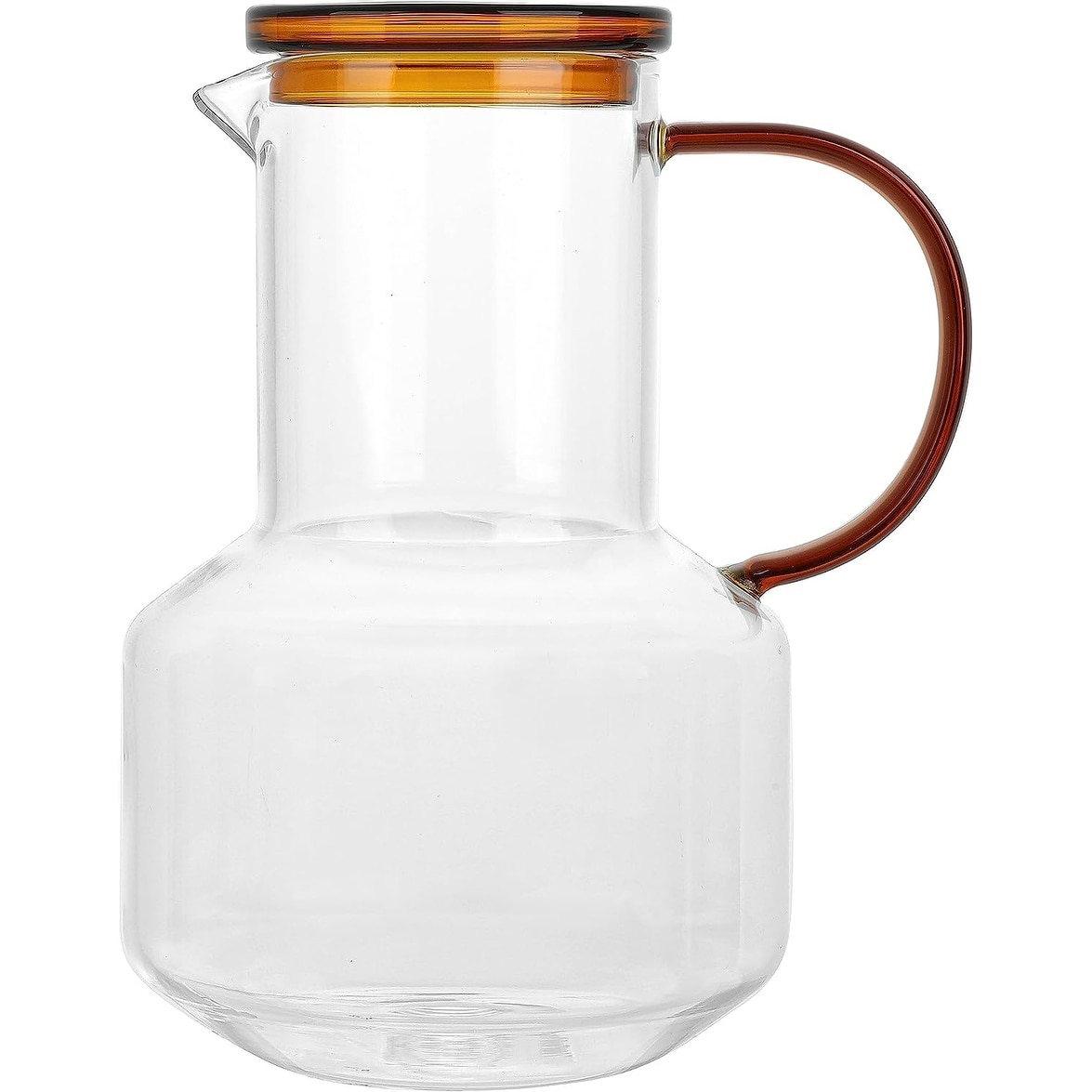 JoyJolt Beverage Serveware Glass Pitcher with Handle & 2 Lids - 60 oz