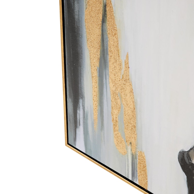 Canvas Dancer Ballet Living Room Framed Wall Art with Black and Gold Foil Accents - Gold - Roche River Decor