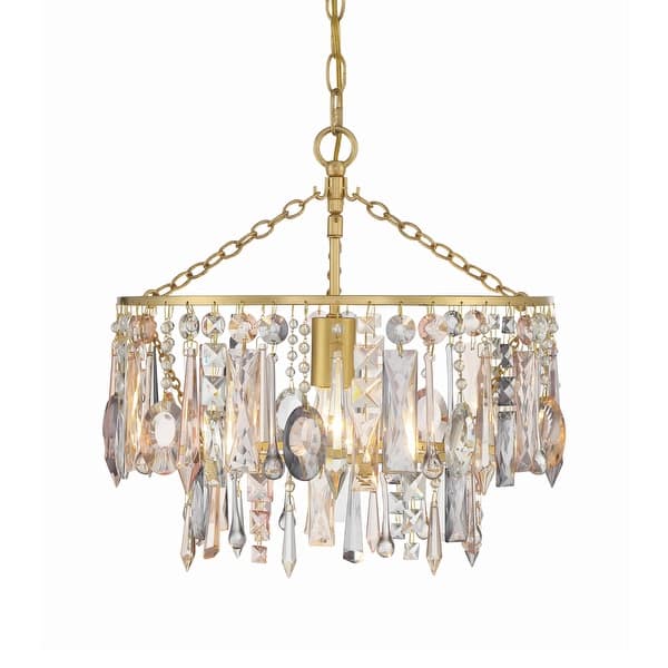 slide 2 of 7, Crystorama Lighting Group ELS-7100 Elsa 15" Wide Crystal Pendant Antique Gold