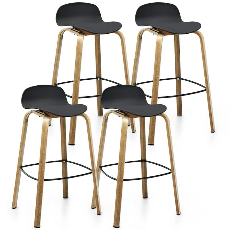Gymax Modern Set of 4 Barstools 30inch Pub Chairs w/Low Back & Metal - See Details - Black - Set of 4 - See Details