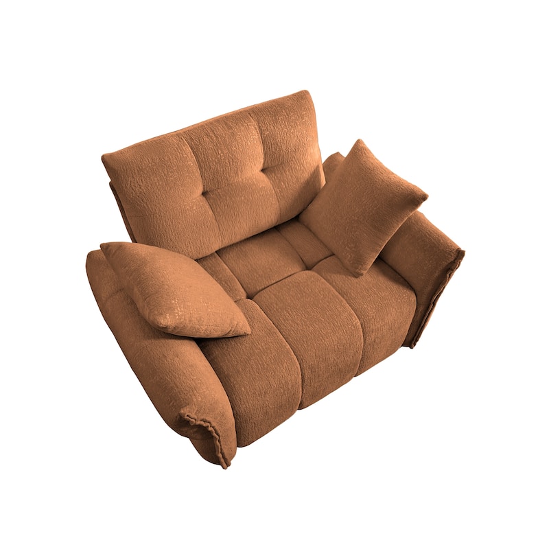 53.94" Chenille 1-Seater Sofa with High-Resilience Support Cushions and Throw Pillows