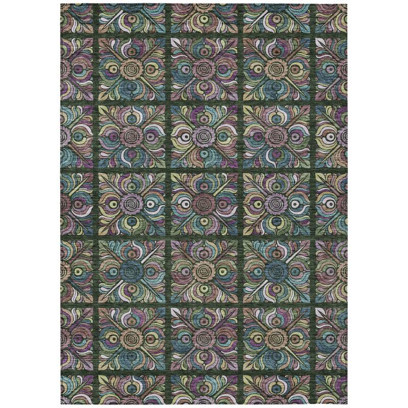 HomeRoots Medallion Transitional Rectangle Outdoor Rug