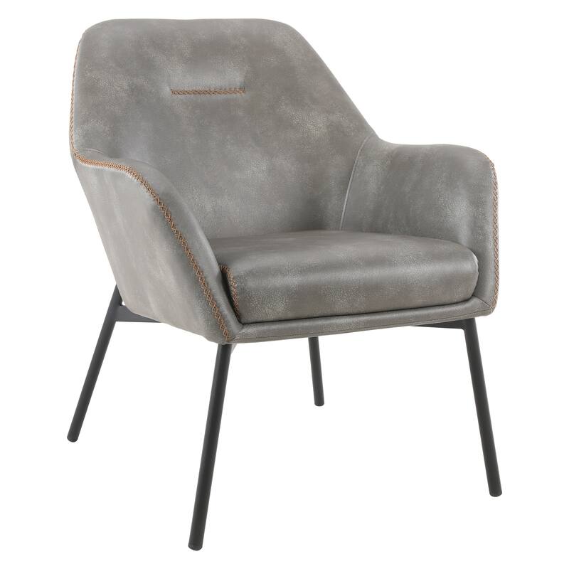Brooks Accent Chair in Faux Leather with Stitch and Black Legs
