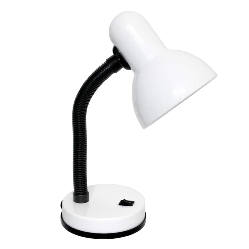 14.25" Metal Desk Task Lamp and Bowl Shade with Gooseneck - White