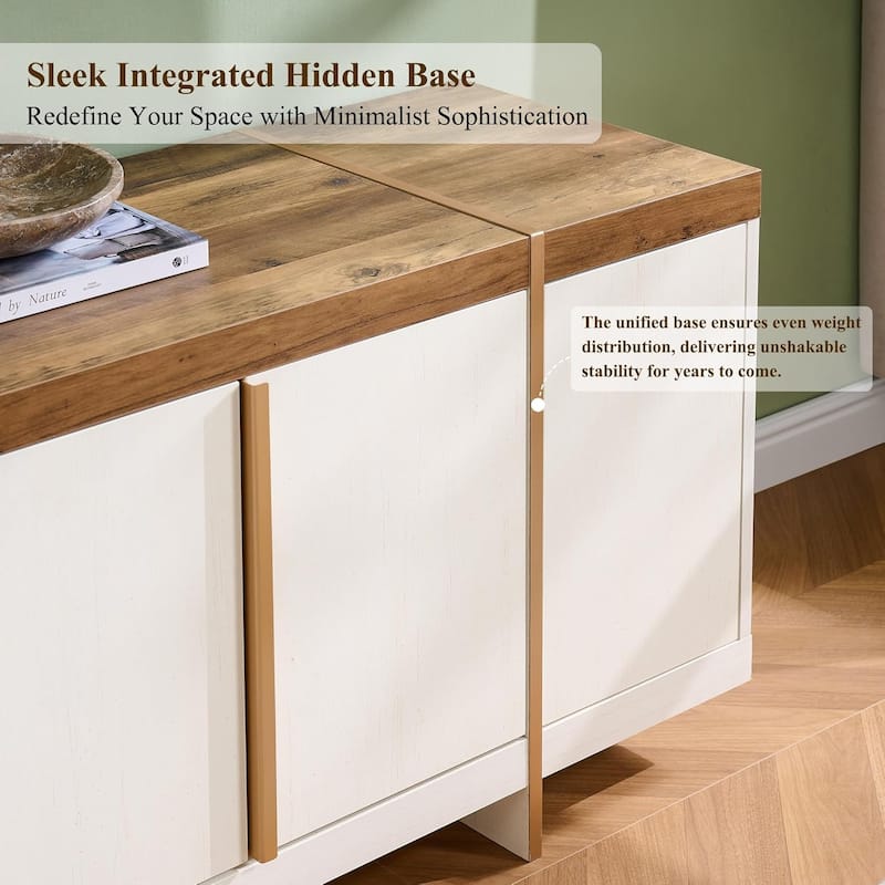 Modern 70" TV Stand, Entertainment Center, Handle-Free Hidden Design