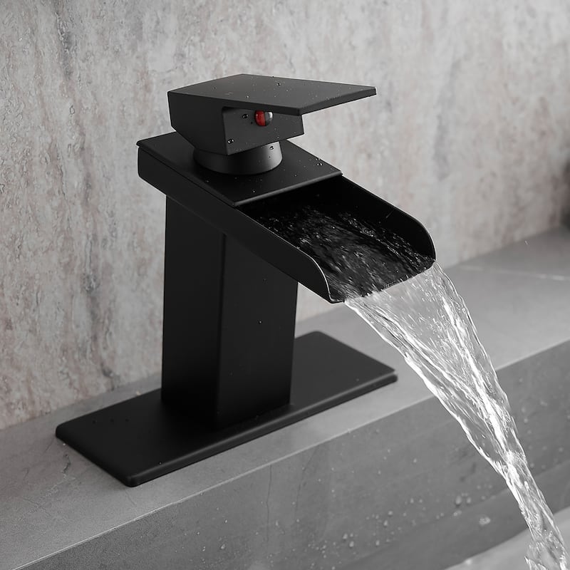 Single-handle Bathroom Waterfall Sink Faucet with Deckplate