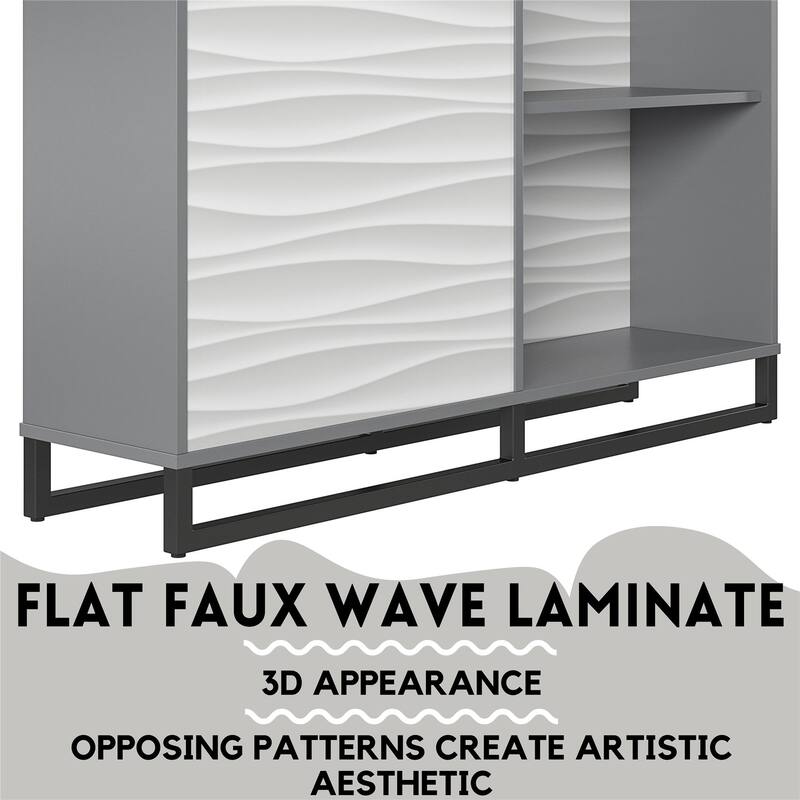 Ameriwood Home Fulton Faux Wave Pattern with Graphite 1 Door / 3 Drawer Accent Cabinet