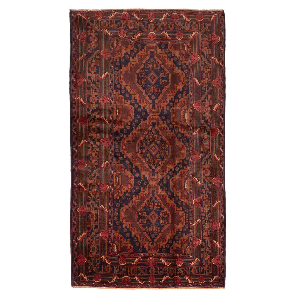 ECARPETGALLERY Hand-knotted Teimani Brown Wool Rug - 3'11 x 7'1