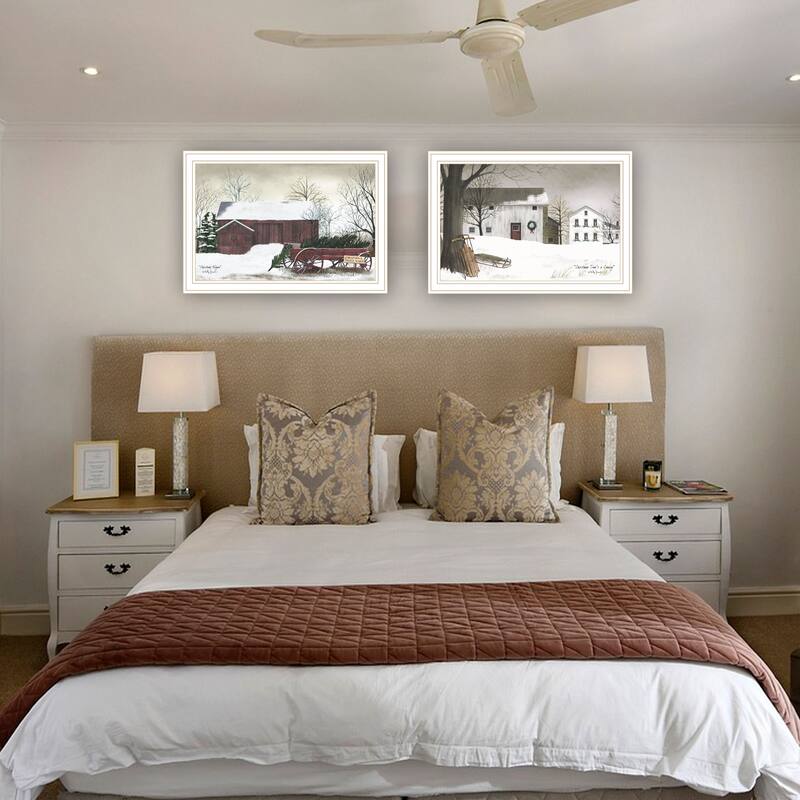 2-Piece Framed Wall Art Set - Christmas Time with Family, White Frame