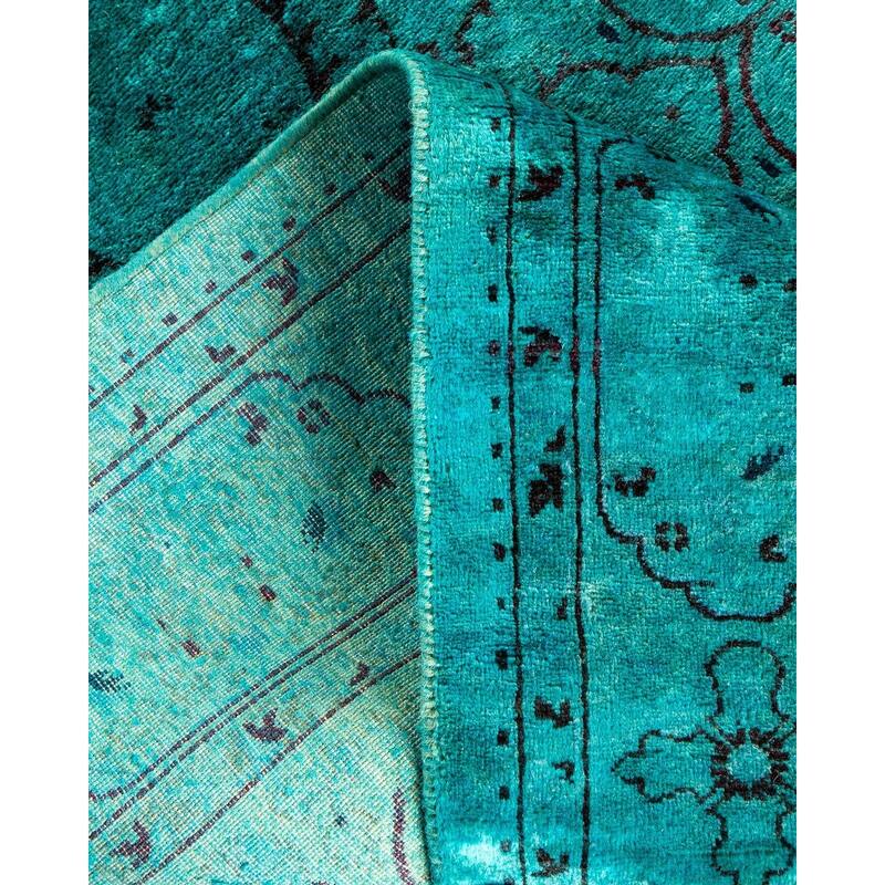 Overton Hand Knotted Wool Vintage Inspired Modern Contemporary Overdyed Blue Area Rug - 3' 1" x 5' 4"