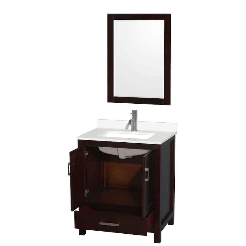 Sheffield 30-inch Single Vanity, Single Hole Quartz Top,24-inch Mirror