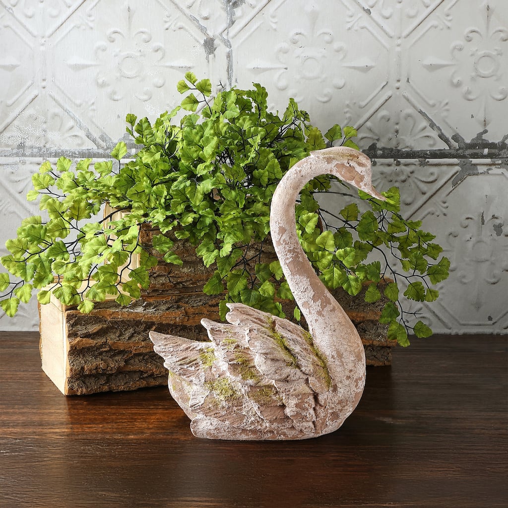 13" Resin Mossed Swan