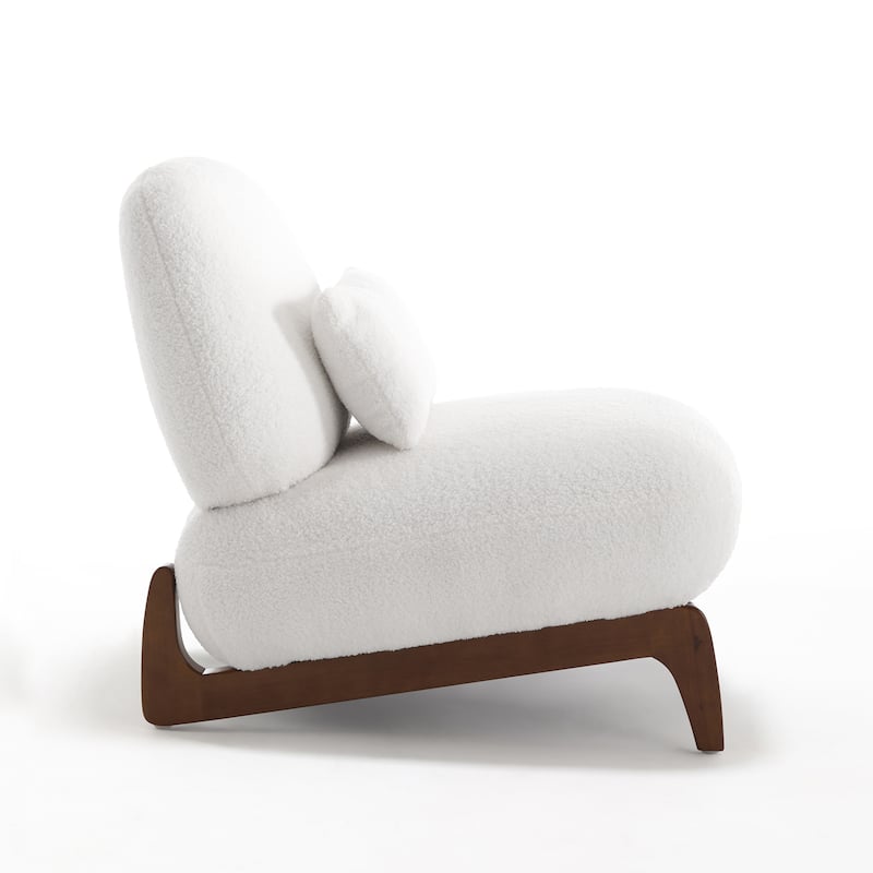 Modern Boucle Fabric Armlesschair Sofa Lounge Chair with Wood Frame
