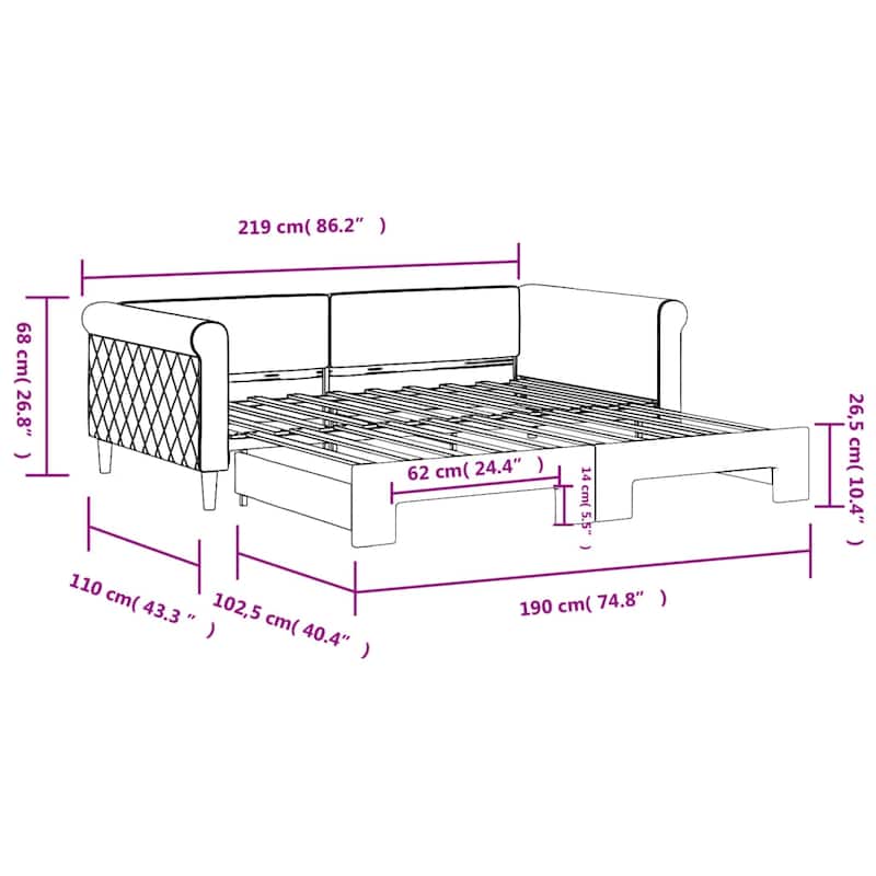 vidaXL Day Bed Upholstered Daybed Sofa Bed for Bedroom Living Room Velvet