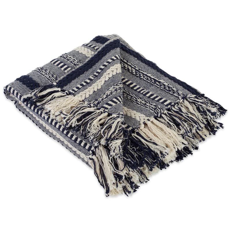 DII Braided Stripe Decorative Throw - Navy