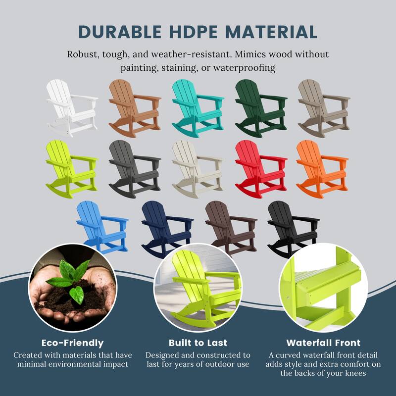 Laguna Hdpe All Weather Outdoor Patio Rocking Chairs With Side Table (3-Piece Set)