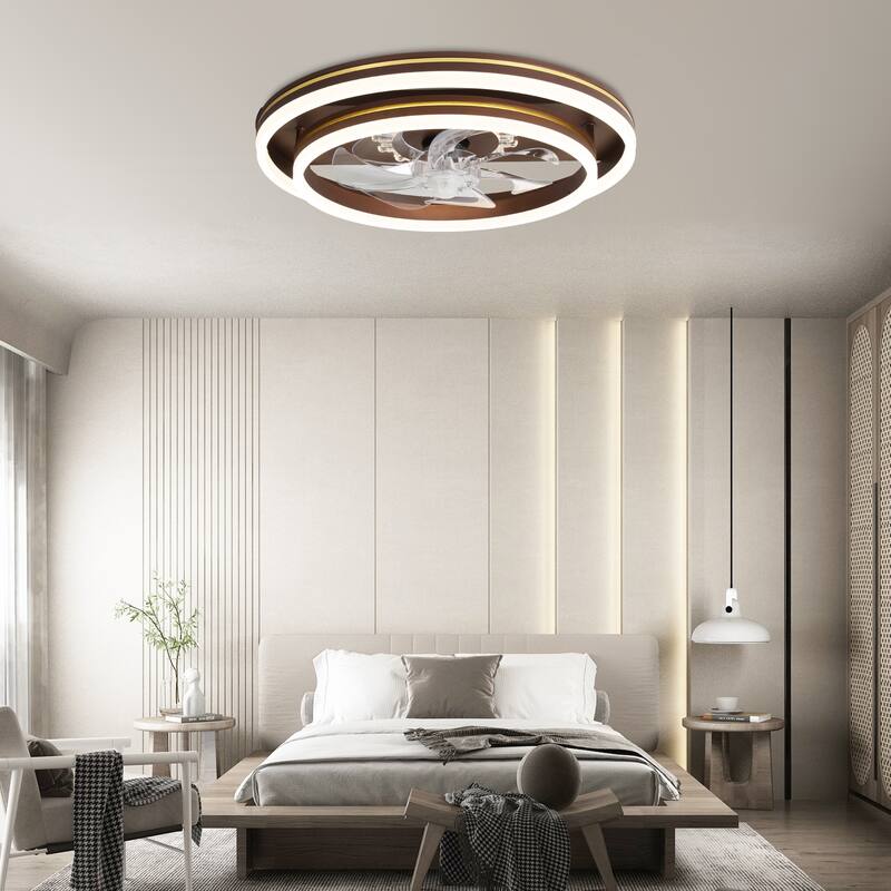 Cusp Barn 20'' Low Profile Dual LED Ceiling Fan with Lights and Smart APP Remote Control Flush Mount Fully Dimmable Lighting