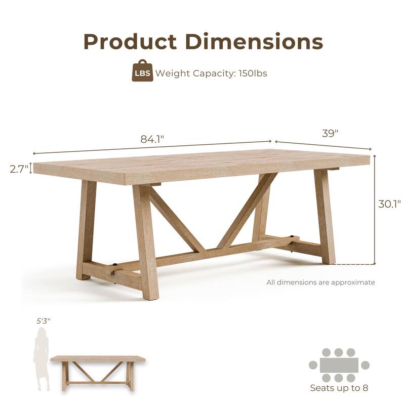 Furniture of America Rockinwel Modern 7-Piece Natural Oak Wood Dining Table Set