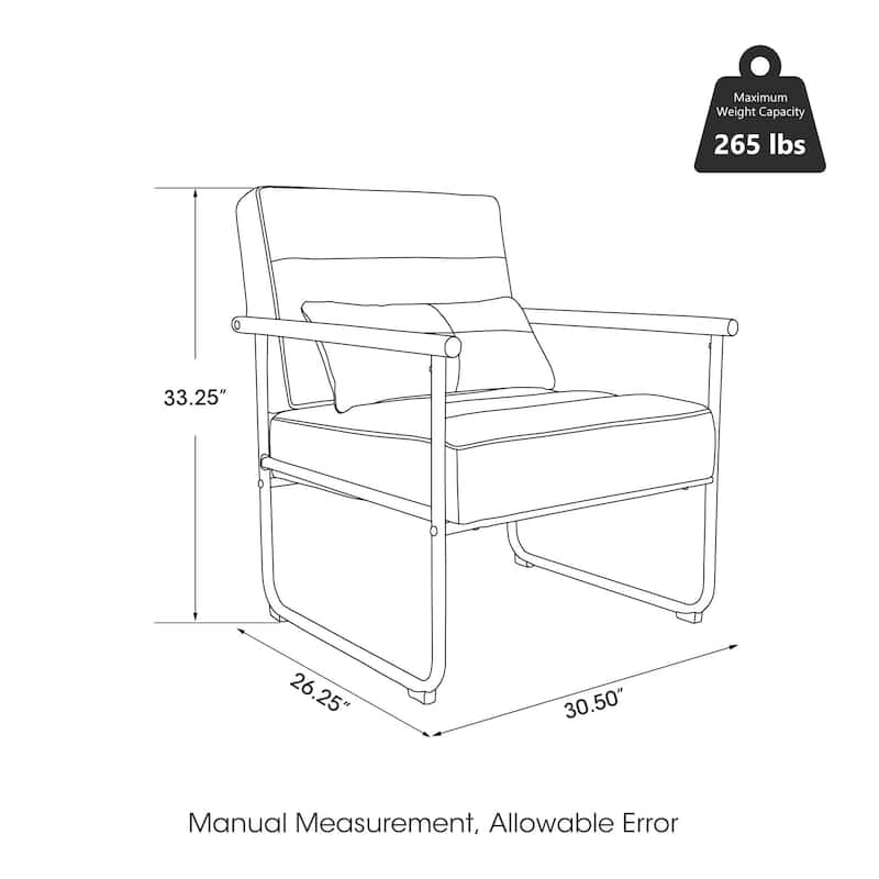Glitzhome Set of 2 33.25"H Mid-Century Modern Fabric Accent Arm Chair with Metal Frame - 30.5''W X 26.25''D X 33.25''H