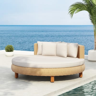 Christopher Knight Home - Jennie 63" Wicker Round Outdoor Daybed with Waterproof Cushions