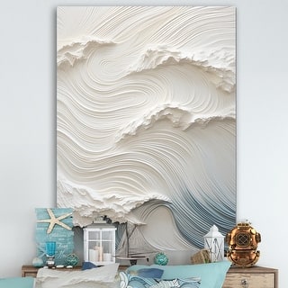 Designart "White And Blue Wave Papercut Style I" Coastal Waves Wall Art