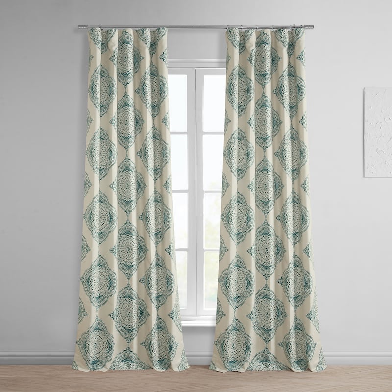 Exclusive Fabrics Henna Room Darkening Curtain Pair (2 Panels) - 50 x 120 - Henna Teal