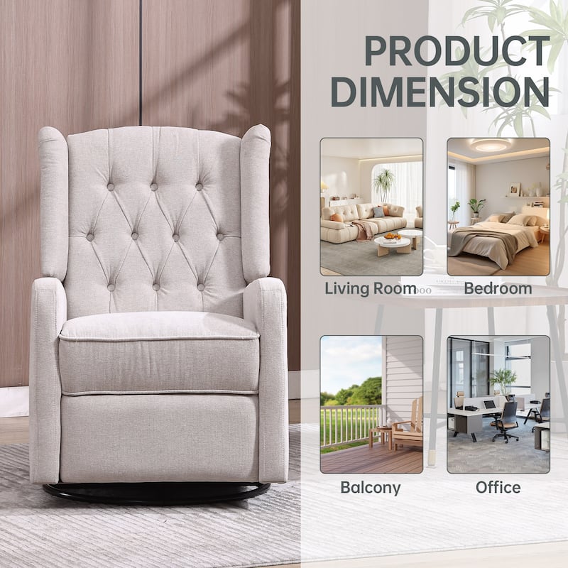Modern Small Rocking Swivel Recliner Chair for Bedroom,Living Room Chair Home Theater Seat - Beige