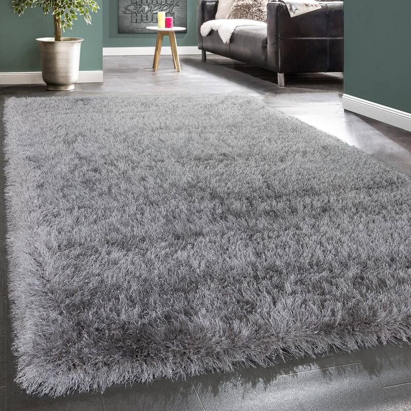 Soft Shag Rug For Bedroom & Living-Room Glossy Yarn - 4'7" x 6'7" - Grey