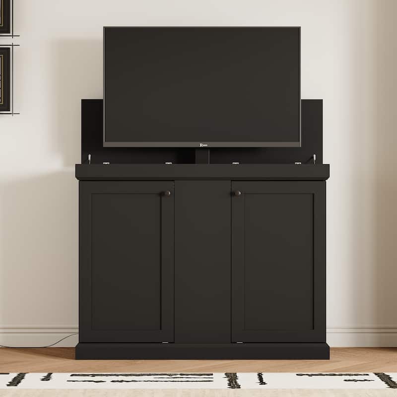 Electric Lift TV Cabinet with Remote Control Fits 50 Inch TVs Modern Media Console