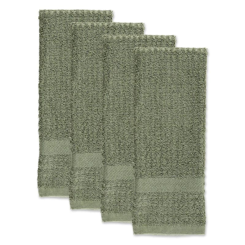 Waffle Terry Kitchen Dishtowels - 26" - Artichoke Green - Set of 4