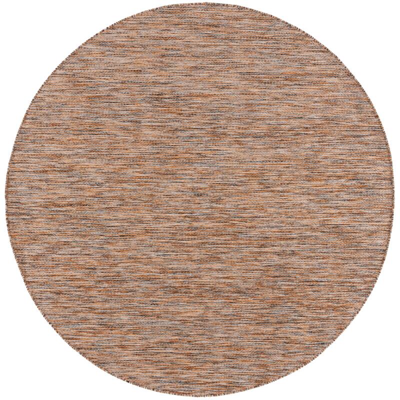 SAFAVIEH Courtyard Lumturie Indoor/Outdoor Waterproof Patio Rug - 6'7" Round - Dark Grey/Rust