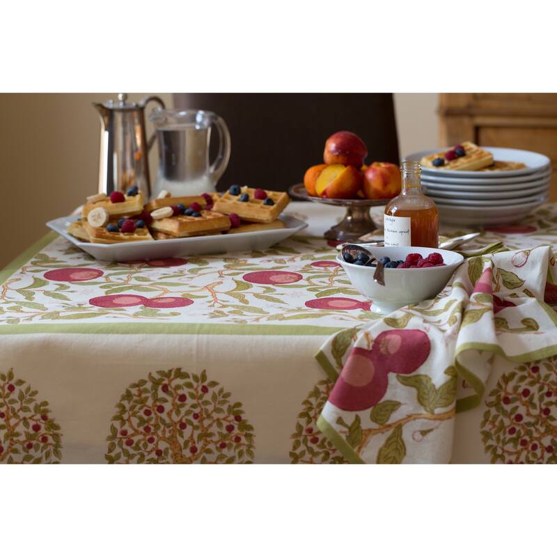Couleur Nature Orange Tree Tablecloth - Red/Green