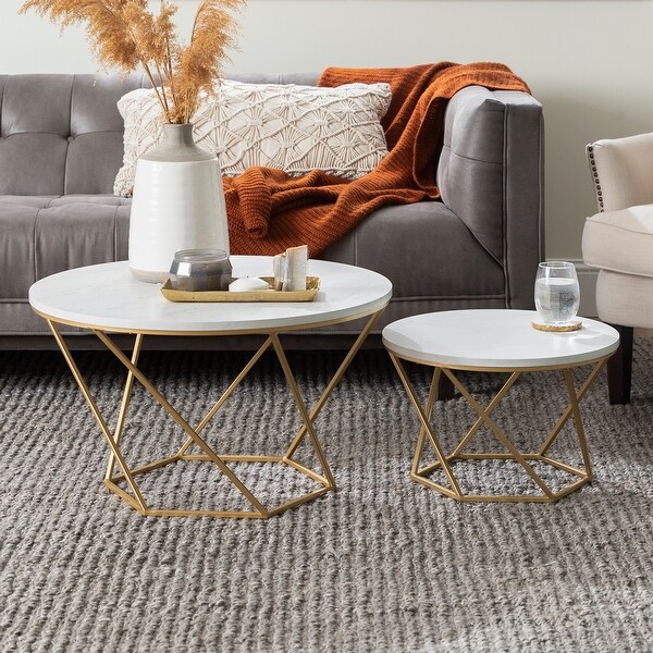 Grant Round Nesting Table Set Gold White Faux Marble Overstock 22537751 Alibaba.com offers 3,652 gold round coffee table products. cad