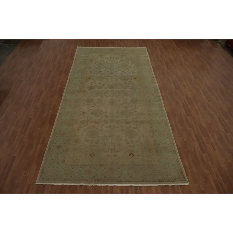 Hand Knotted Oriental 100% Wool Carpet Traditional Floral Beige & Ivories Ziegler Area Rug - 16' 8'' X 8' 0''