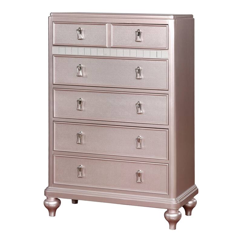 Dzhebel I Contemporary 5-Drawer Wood Chest by Copper Grove - Rose Gold