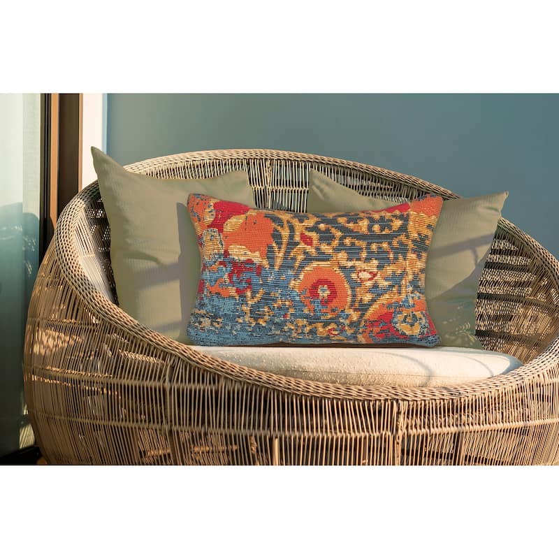 Liora Manne Marina Suzanie Indoor/Outdoor Pillow Blue - 12" x 18" - Polyester - Blue