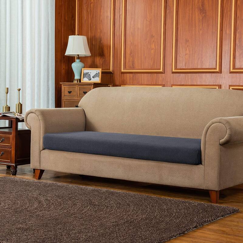 Subrtex Plaid Stretch Sofa Cushion Cover - Loveseat - Gray